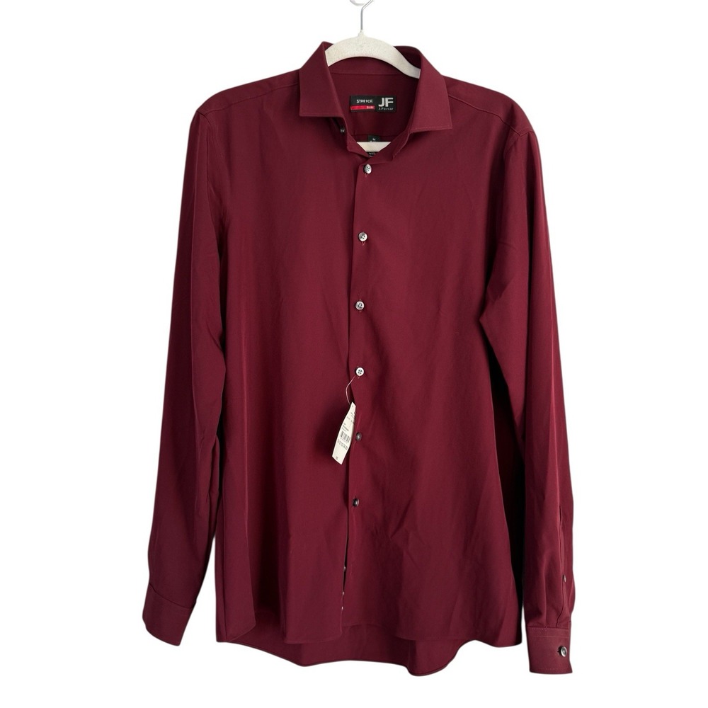 J. Ferrar Men's Maroon Shirt Slim Size‎ 15-15.5 34/35 Preppy Classic Dress NEW